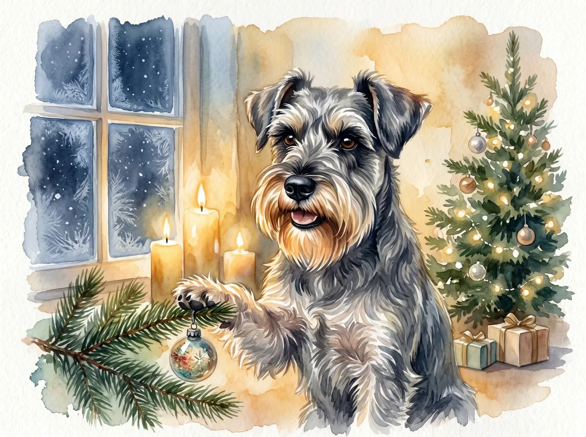 Miniature Schnauzer watercolor calendar month 12